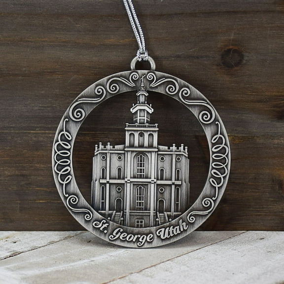 St. George Utah Temple Antique Silver Ornament by Ringmasters