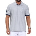 thumbnail image 1 of Camiseta polo de piqué para hombres Inspire Chic para el Día del Padre, con patrón y contraste de color, camiseta de golf L gris, 1 of 6