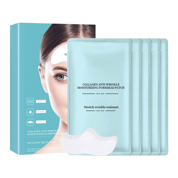 Wrinkle Patches 10 Pack, Hydrocolloid Forehead Strips for Forehead Lines, Expression Wrinkles & Frown Lines, with Water & Aloe Vera, Smoothing Overnight Sleep Facial Treatment for Women & Men