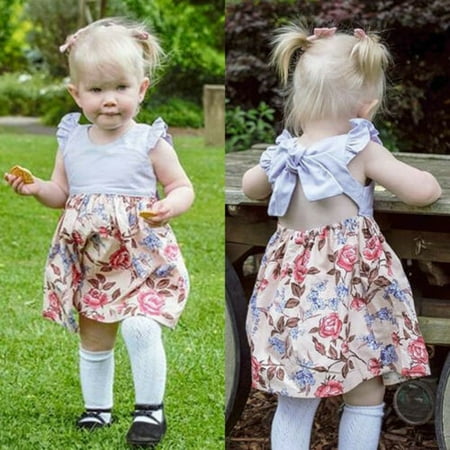 

Toddler Kids Baby Girls Lace Floral Party Pageant Dress Casual Clothes US Stock