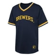 thumbnail image 2 of Youth Navy Milwaukee Brewers Relief Pitcher V-Neck T-Shirt, 2 of 3