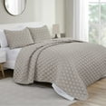 thumbnail image 2 of VCNY Home Staton 3-Piece Taupe Geometric Polyester Quilt Set, King, 2 of 6