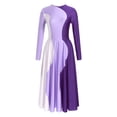 thumbnail image 5 of iEFiEL Womens Long Sleeve Liturgical Praise Dance Dress Color Block Worship Church Robe Lyrical Choir Performance Costume Purple S, 5 of 7