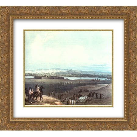 Missouri Frame - Karl Bodmer 2x Matted 22x20 Gold Ornate Framed Art Print 'Fort Union on the Missouri'
