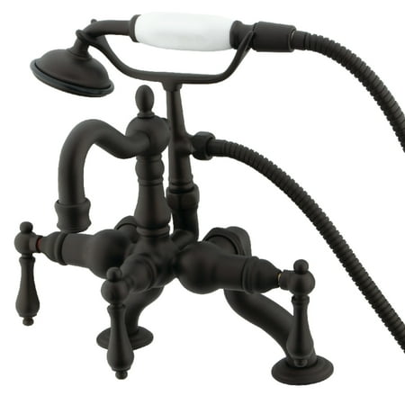 Kingston Brass CC2007T5 Vintage 3-3/8" Adjustable Center Deck-Mount Clawfoot Tub Faucet with Hand Shower, Oil Rubbed Bronze
