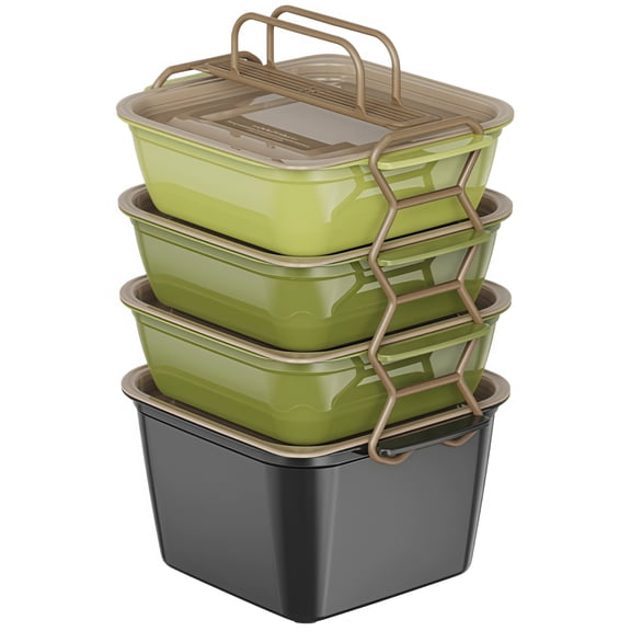 Portable Four-Piece Picnic Set With Handle And Lid For Fruits And Ingredients