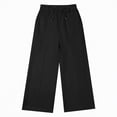 thumbnail image 4 of NIEWTR Girls Straight Leg Jogger Pants Baggy Fit Casual Lounge Sweatpants Elastic Waist with Pockets Comfortable Spring Pants（A01-Black,10-12 Years), 4 of 7