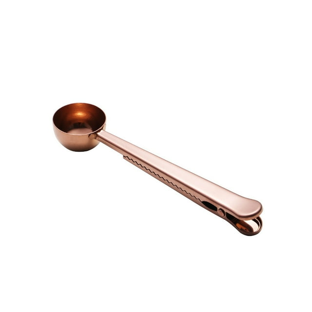 Coffee Scoop with Bag Clip, Spoon with Sealed Clamps Multi-Function Milk Powder Spoon Coffee Measuring Spoon, 20ml (Rose Gold)