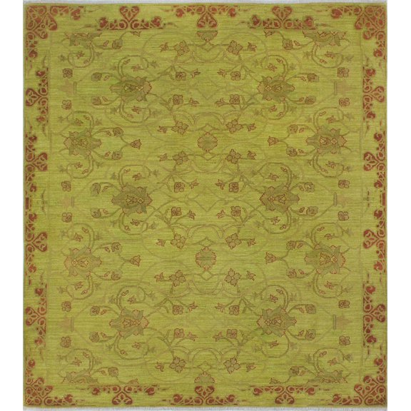 Overdyed Yusuf Green/Rust Rug, 8'4" x 9'4"