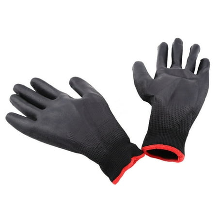 

JYYYBF Solid PU Nylon Safety Coating Work Gloves Builders Palm Protect Anti static Nylon Rubber Coated Gloves Knit Cuff Chemical Random color 7(S)