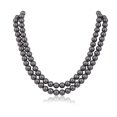 thumbnail image 3 of Ratnavali Jewels Shell Cultured 10mm Dark grey Pearl Double Strand Necklace for Women With Hook Earrings, 3 of 6