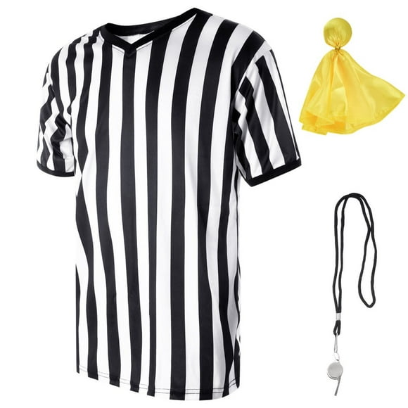 Kids Referee Shirt Costume, Kids Black and White Stripe Ref Costume, Sports Costume Apparel Halloween Costume kit for Basketball Football Volleyball