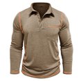 thumbnail image 5 of ZCFZJW Men's Casual Polo Shirts Classic Short Sleeve Solid Color Basic Button Collared T-Shirt Lightweight Cotton Golf Tops with Pocket Khaki M, 5 of 9