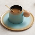 thumbnail image 5 of Juegos de tazas de cerámica, color degradado con asas esféricas de madera., 5 of 5