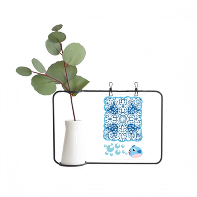 Talavera Azul flor patrón de ilustracion Jarrones colgantes de vidrio transparente Decoración Botella
