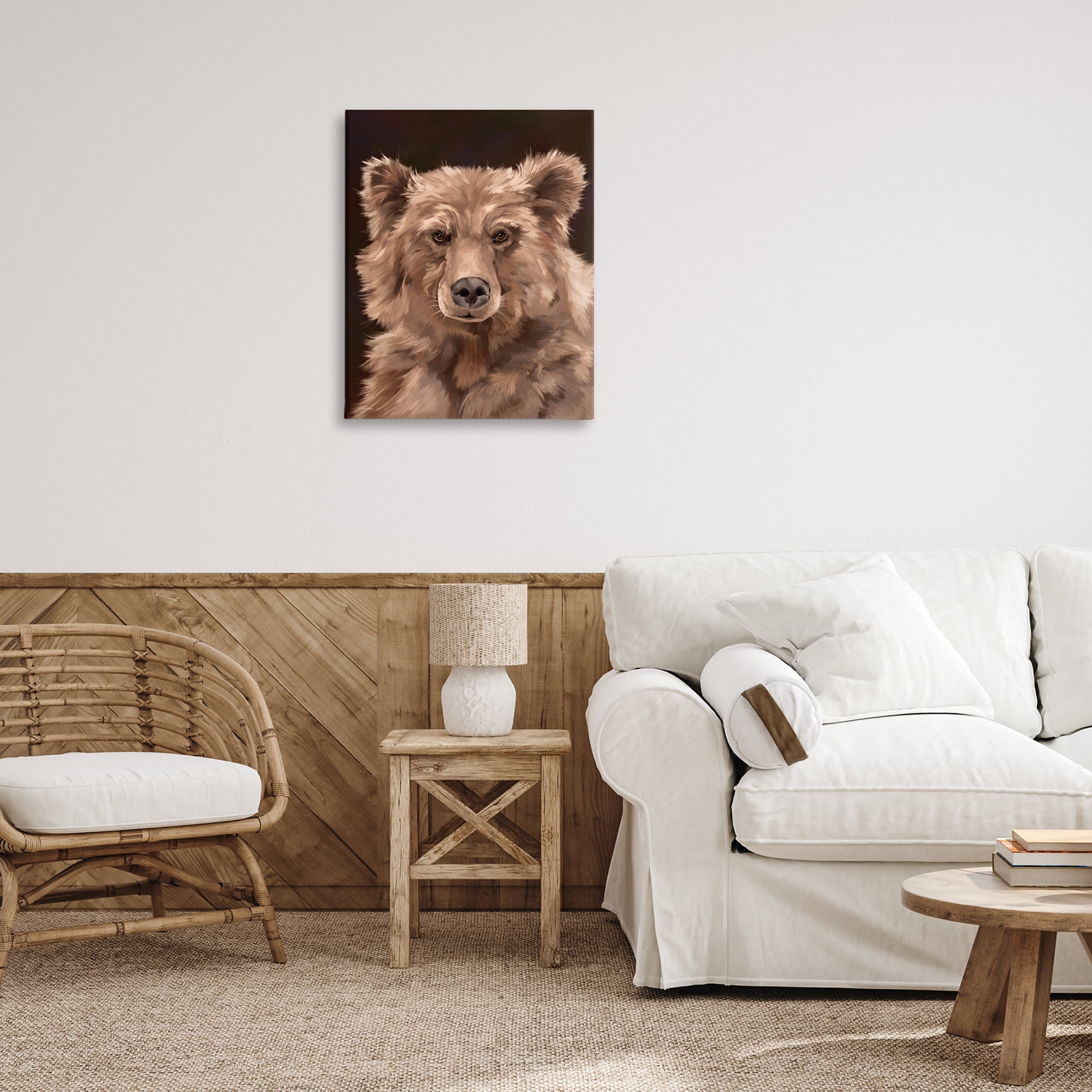 Stupell Industries Fluffy Bear Cub Animals Painting Wrapped Canvas Art Print Wall Art, 24 x 30