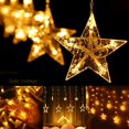 thumbnail image 2 of 138 Leds 12 Star Curtain Lights, 2M Connectable Christmas Curtain Lights with 8 Flashing Modes, Led Curtain Fairy Lights for Indoors, Outdoors, Walls, Windows, Christmas Decorations, 2 of 16