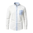 thumbnail image 4 of KHONTS Boys Strip Patchwork Shirts Western Cowboy Shirts Button down Long Sleeve Tops with Pocket,Size 2-14 Years White 160, 4 of 4