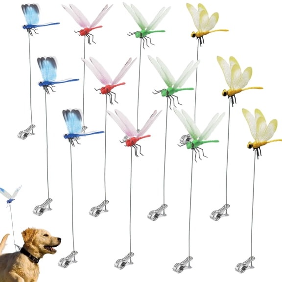 Dragonfly Hat Clip, Clip On Dragonfly For Hat,Clip On Dragon Fly, Outdoor Fake Dragonfly Rod Clip For Hat, 3d Artificial Realistic Garden Stakes Decor To Keep Flies Away For Indoor Patio 12pcs