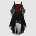 thumbnail image 2 of Wuxian Halloween Womens Dresses, Mesh Sheer Bell Half Sleeve High-Low Dress, Off The Shoulder Gothic Dresses For Women, 2 of 5