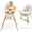 Beige, variant on Infans Baby High Chair Wooden Feeding Chair w/ 4-Gear Tray & Removable Cushion Beige