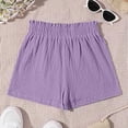 thumbnail image 6 of XEGLSBU Girls Casual High Waist Wide Leg Shorts with Bow Elastic Waistband Comfortable Summer Play Shorts for Tween (Purple Size 11-12 Years), 6 of 7