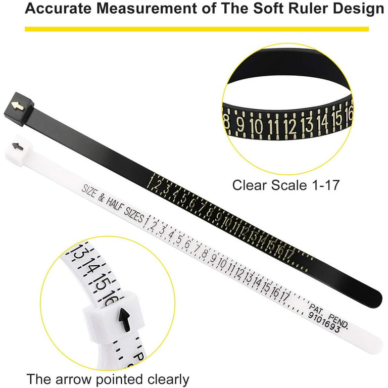 KIWEN Ring Sizer Measuring Set Reusable Finger Size Gauge Measure Tool Jewelry Sizing Tools 1-17 USA Rings Size