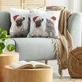 thumbnail image 5 of Ambesonne Pug Throw Pillow Cover 2 Pack, Christmas Themed Dog Photo, 20", Grey Cream Red, 5 of 7