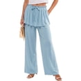 thumbnail image 5 of Noric Women Straight Leg Peplum Pants with Pockets High Waisted Drawstring Casual Summer Flowy Palazzo Pants Loose Fit, 5 of 7