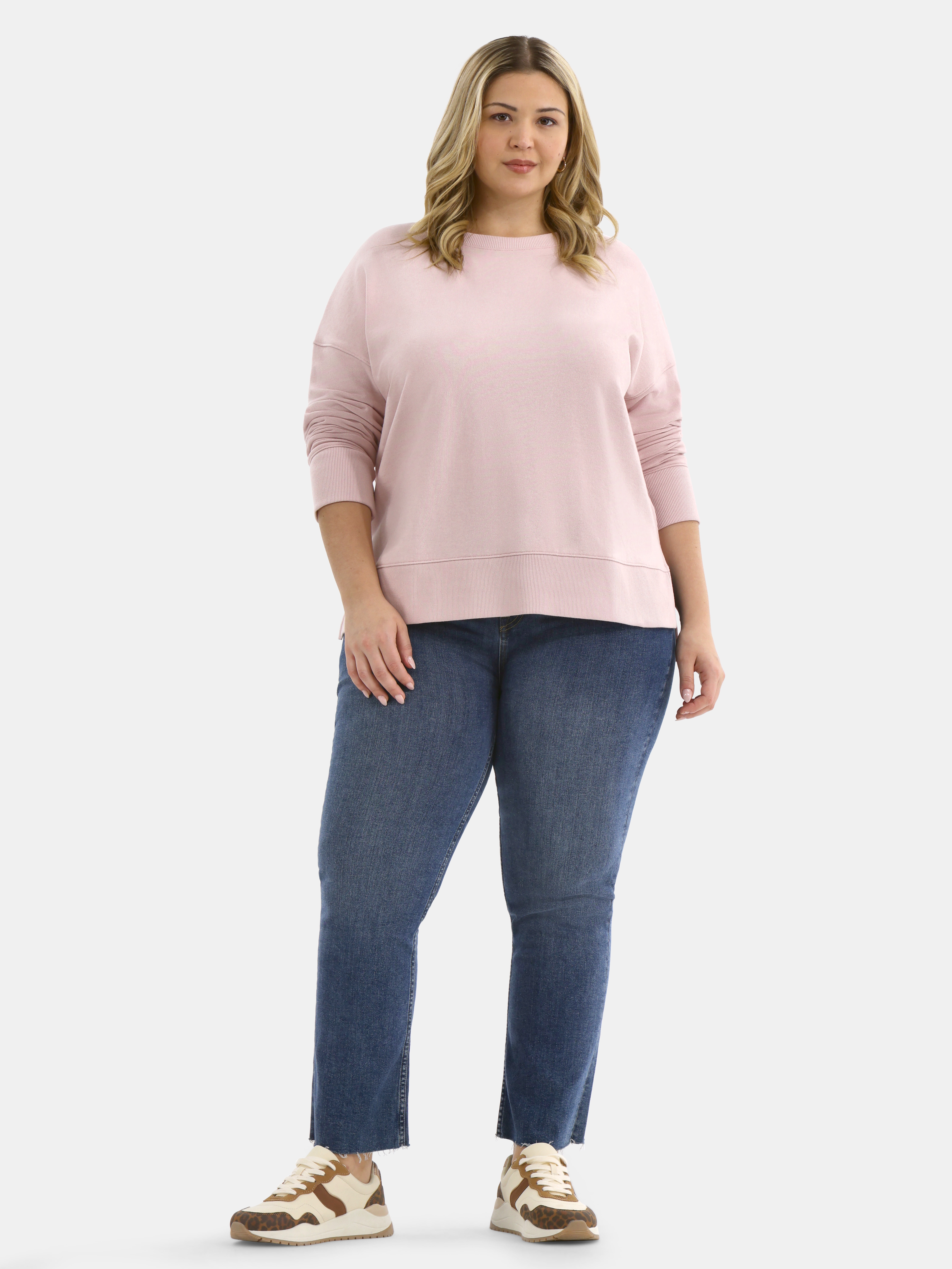 Time and Tru Women's Tunic Sweatshirt with High-Low Hem, Sizes XS -4X
