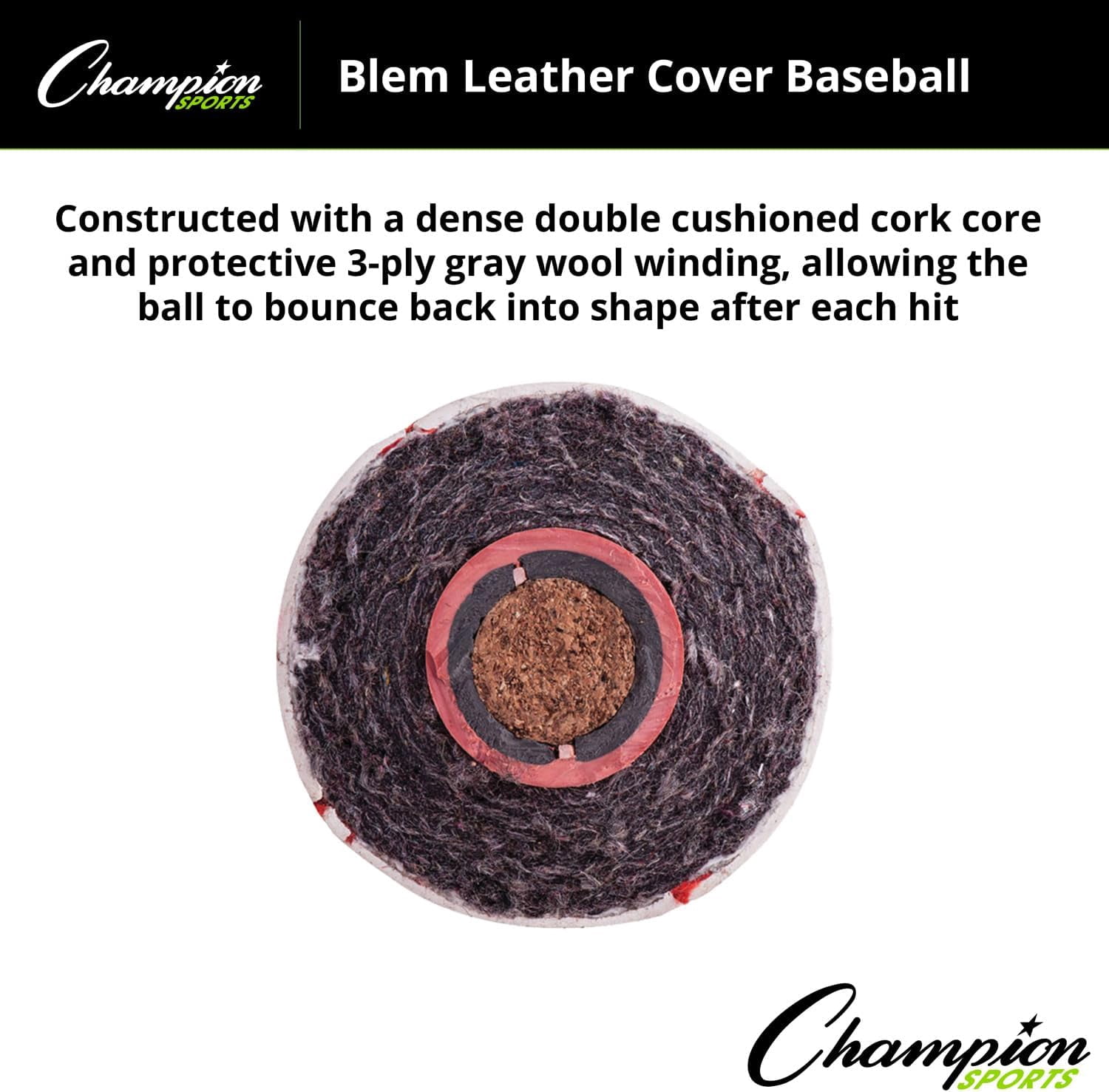 Champion Sports Leather Baseball Set: Dozen Indoor / Outdoor Genuine Leather Official League Baseballs for Practice Training or Real Game - OLBXX Pack of 12