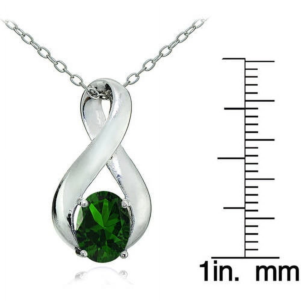 Created Emerald Sterling Silver Polished Infinity Necklace