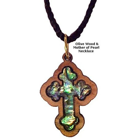 Mother Of Pearl White Gold Cross - Olivewood & Mother of Pearl 14 Stations Cross