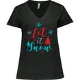 thumbnail image 3 of Inktastic Let It Snow, Snowflakes, Christmas - Red Blue Gray Women's Plus Size V-Neck T-Shirt, 3 of 5