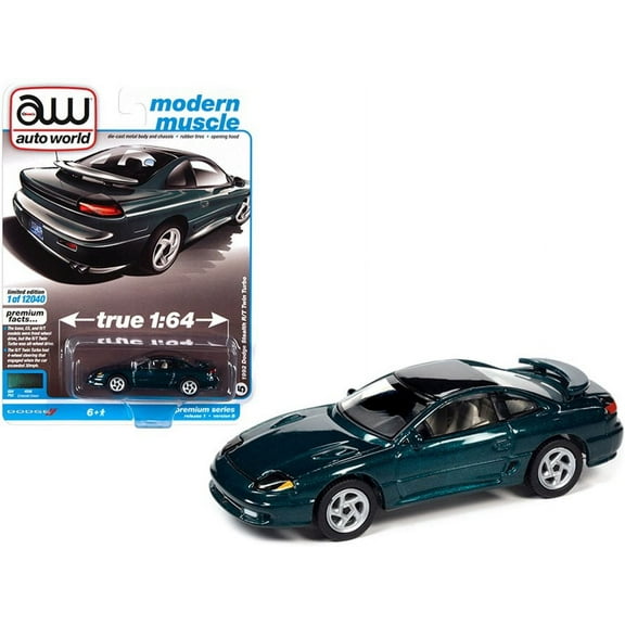1992 Dodge Stealth R/T Twin Turbo, Emerald Green and Black - Auto World AWSP063/24B - 1/64 scale Diecast Model Toy Car