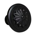 thumbnail image 1 of Paquete de 4 pomos para armarios y cajones, color negro mate, 1.417 in de diámetro, redondos, negros, para armarios de cocina, pomos para armarios, diseño de flores, color negro, para cajones de tocad, 1 of 1