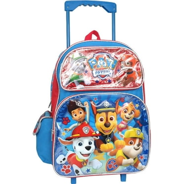 Paw Patrol Chase Marshall Rubble Rocky Skye 16" inches Large Travel Rolling Backpack