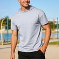 thumbnail image 3 of Hooded T Shirts for Men Summer Solid Casual Crew Neck Short Sleeve Mens T-Shirts Sports Top, 3 of 6