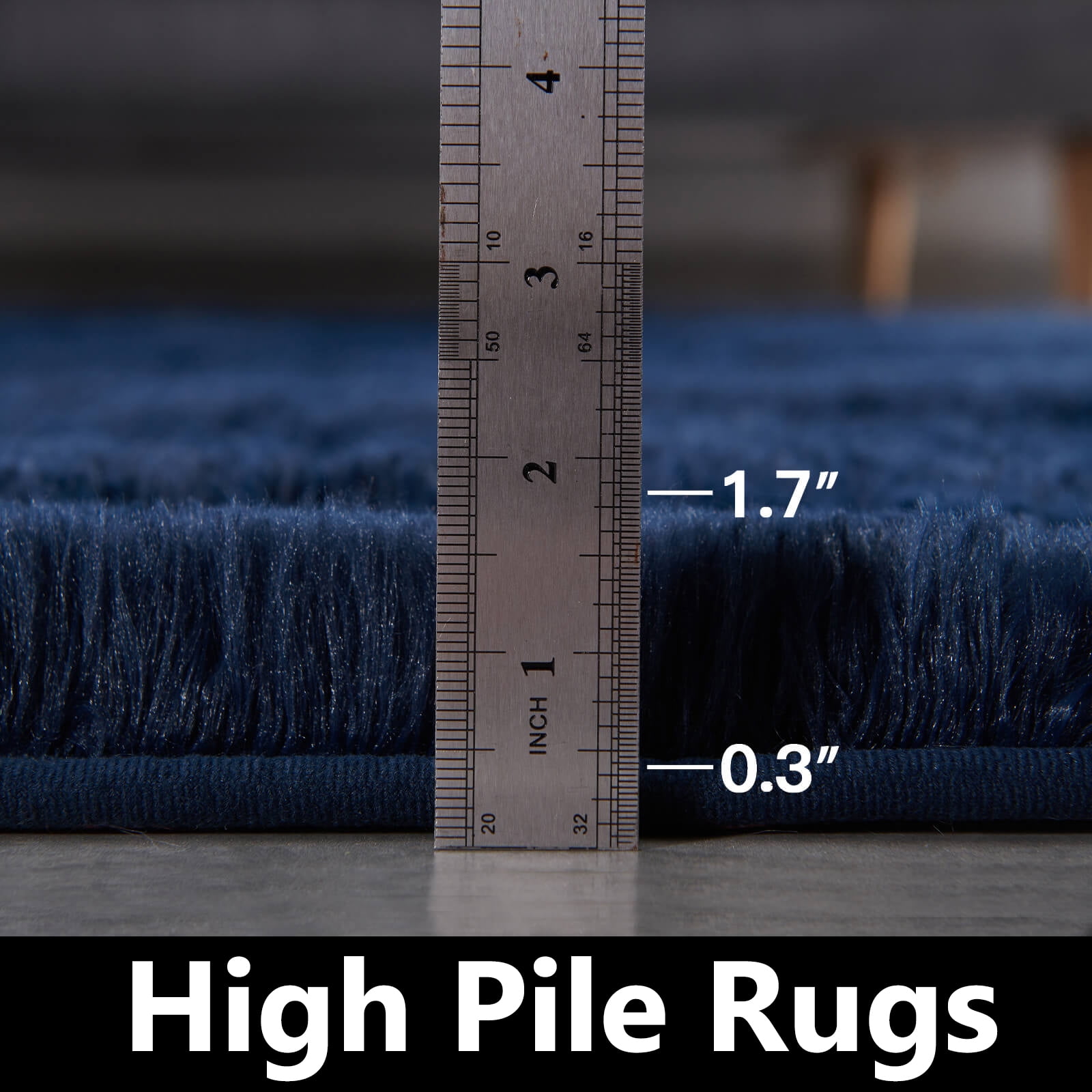 BRICHOEE Shag Navy Blue Area Rug, 4'x6' Indoor Ultra Soft Plush Rugs for Living Room, Non-Skid Modern Nursery Faux Fur Rugs for Home Decor