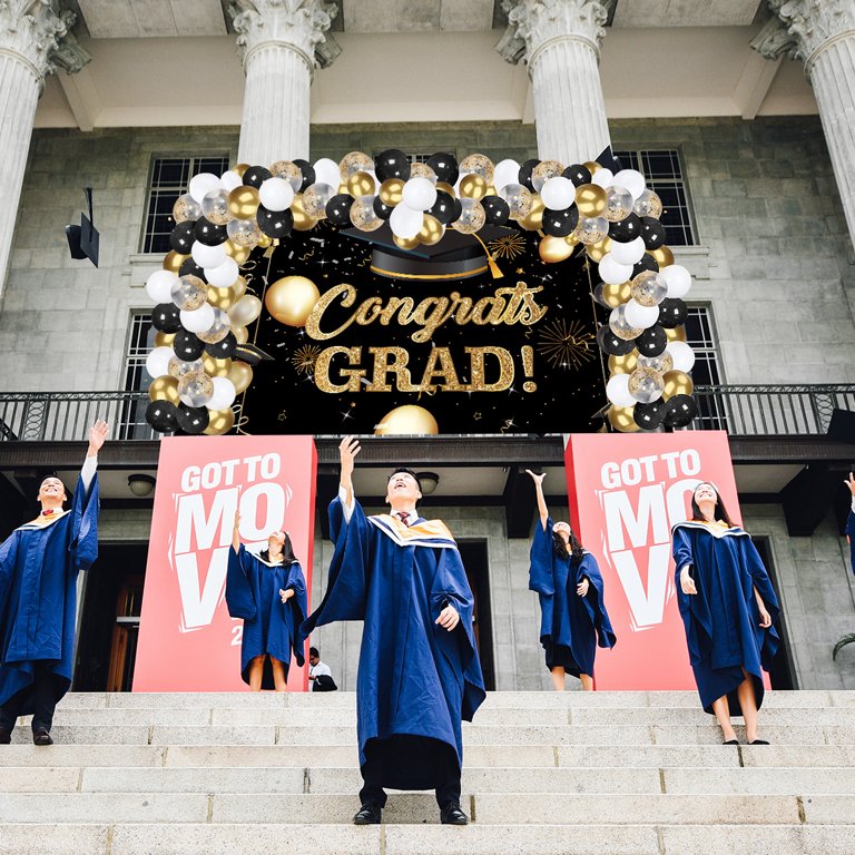 CJCJYA 'It's DR Actually' Graduation Banner - Glittery Class Of 2025 Hanging Garland In Black & Gold For Graduation Party Decor