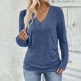 thumbnail image 4 of BLVB Womens T Shirts V Neck Long Sleeve Shirt Casual Tops Blouse Soft Solid Color Button Basic Tee Fall Outfits, 4 of 7