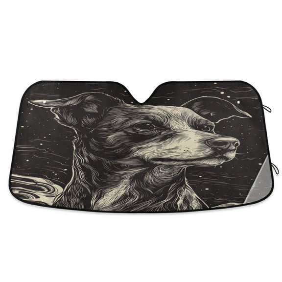 Qxltty Starlight Dog Pattern Car Windshield Sunshades Foldable UV Rays Sun Visor Protector Keep Your Vehicle Cool 53×23.5in