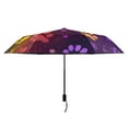 thumbnail image 3 of Colorful Dog Paws Stars Print All Weather Umbrella Triple Folding Parasol 6 Ribs UV Protection Portable, 3 of 8