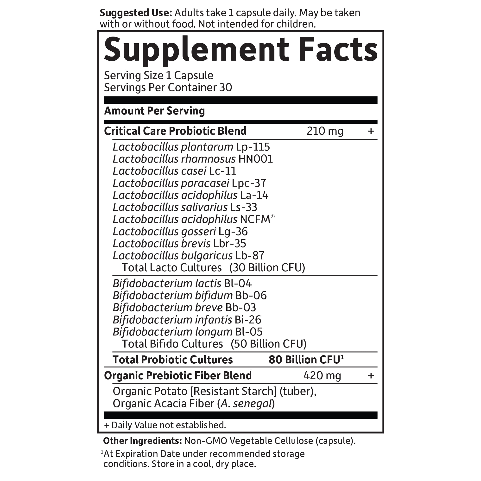 Garden of Life Dr. Formulated Critical Care Probiotics for Adult Digestive Gut Health and Immune Support, 80 Billion CFU from 15 Probiotic Strains, 30ct​