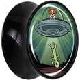 thumbnail image 2 of Body Candy 5/8" 2PC Black Acrylic Reverse Alien UFO Abduction Saddle Plugs Double Flare Plug Ear Plug Gauges 16mm, 2 of 4