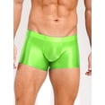 thumbnail image 2 of Swimwear Mens Low Rise Glossy Boxer Briefs Underwear Solid Color Boxer Bottom Low Rise Underpants Male Swimming Shorts Trunks Blue M, 2 of 5