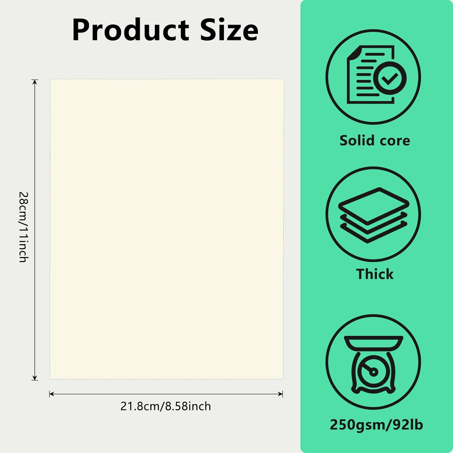 200 Sheets Cardstock,8.5 x 11 Inches Kraft Cardstock,Thick Paper Card Stock 92lb/250gsm,Printer Paper for Invitations Menus Crafts DIY Cards Projects(Cream)