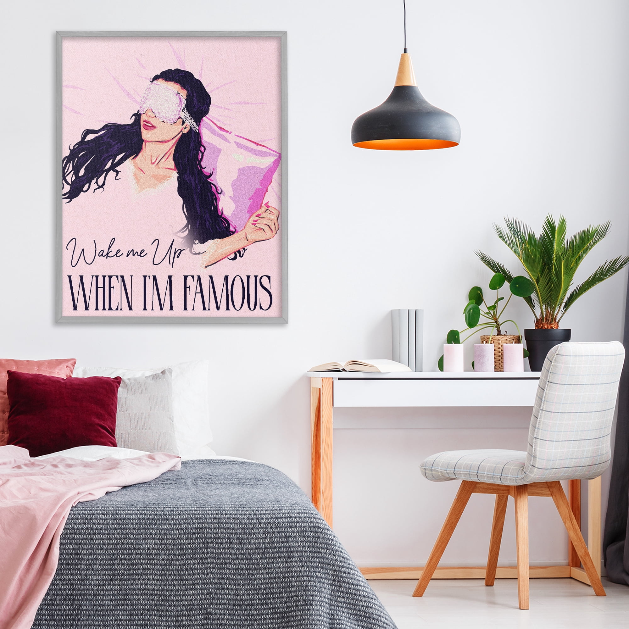 Stupell Industries Wake Me Up When Famous Gray Framed Giclee Art, design by Ziwei Li