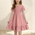 thumbnail image 2 of Miluxas Girls Summer Dress Tween Boho Casual Smocked Swing Flowy Ruffle Midi Dresses Pink 12 Years, 2 of 8