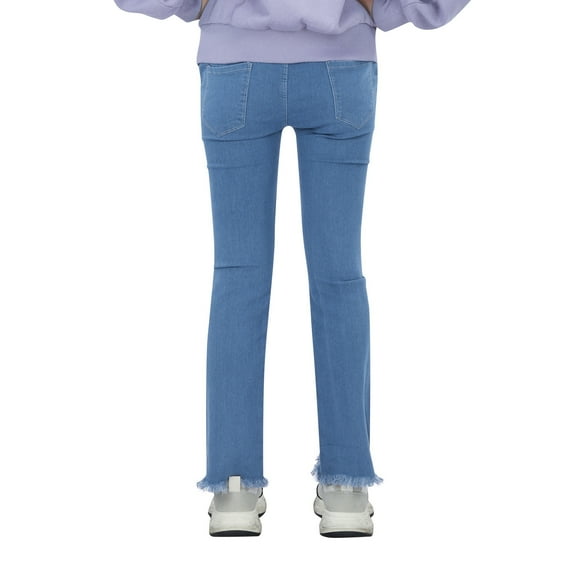 Gubotare Jeans for Girls Girls Casual Denim Pants High Waist Jeans Elastic Wasit Wide Leg Baggy Pants With Pocket Kids (Blue,10-12 Years)